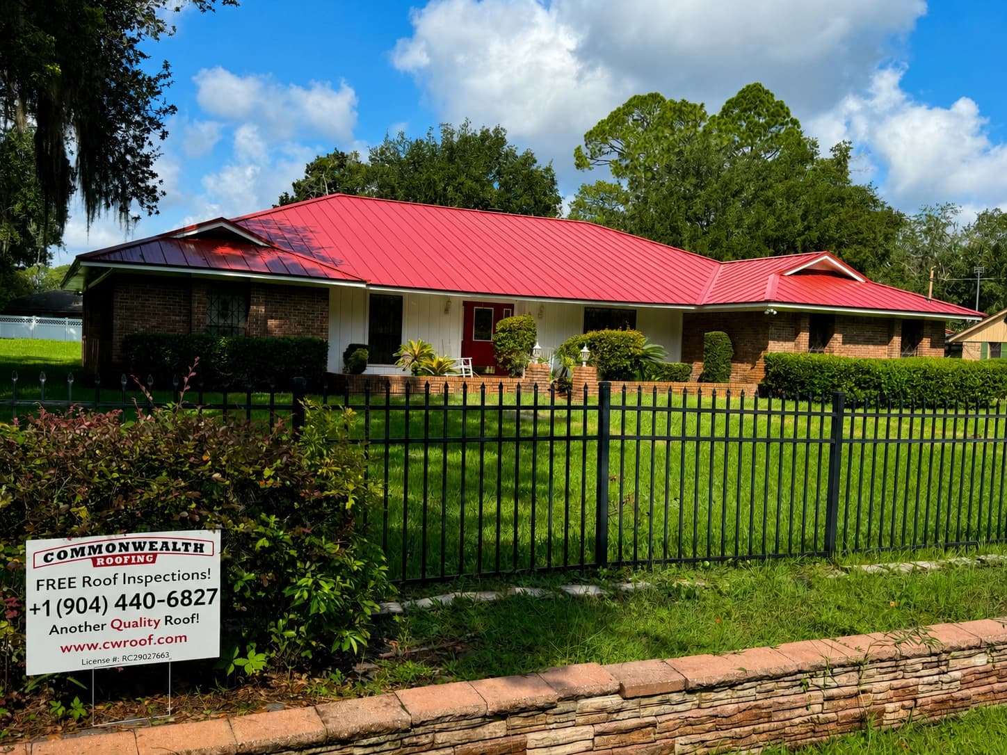 Completed metal roof installation
