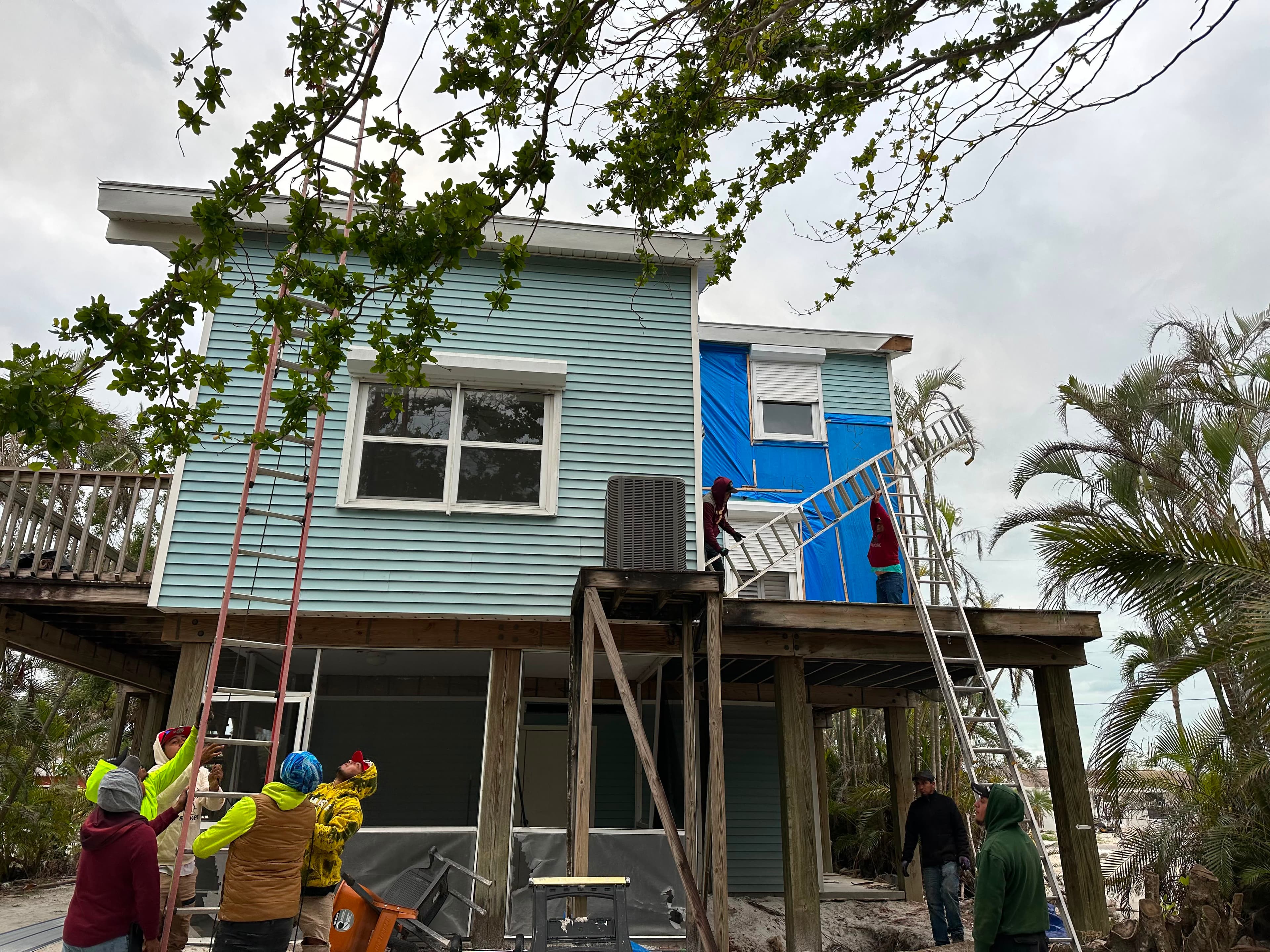 Roof repair in progress